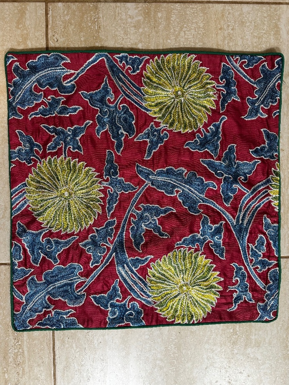 Vibrant Turkish Pillow Casing with Embroidery. (18" x 18"